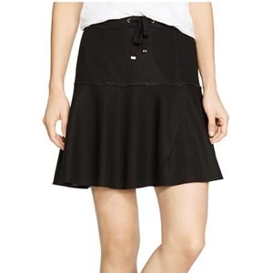 White House Black Market Black Linen Flirty Mini Skirt Size 8